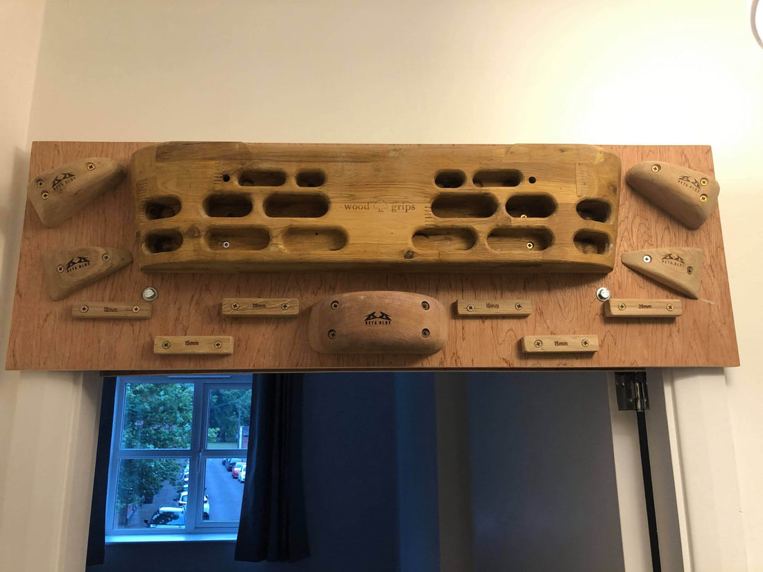 a few holds for a small hangboard/campus setup