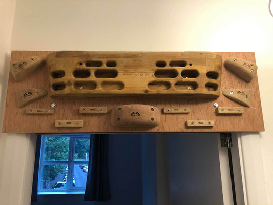 a few holds for a small hangboard/campus setup